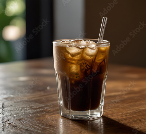 ice and cola in the glass AI generative