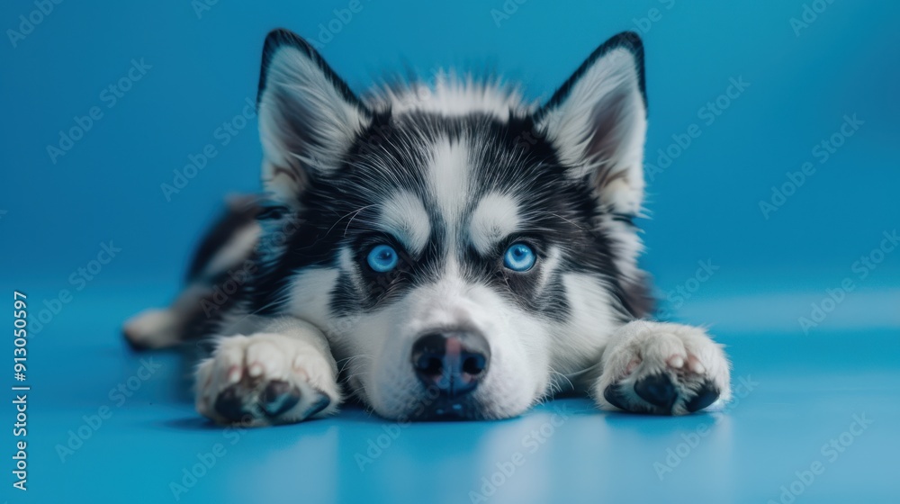 The husky puppy with blue eyes The husky puppy with blue eyes