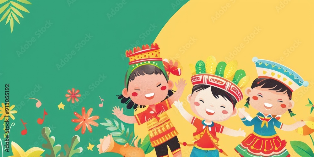 Happy Children in Traditional Costumes. Happy Children in Traditional Costumes.