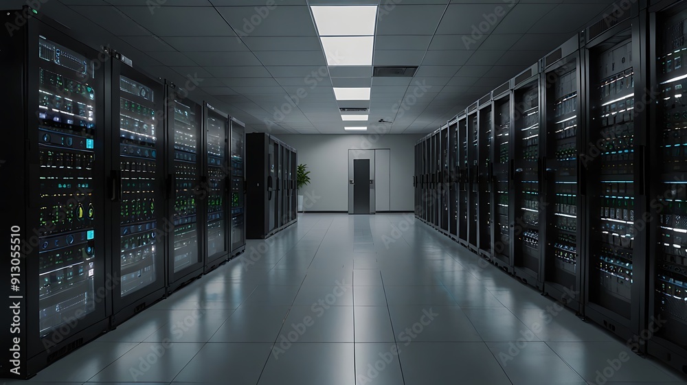Fototapeta premium Eco-Friendly Data Centers: Sustainable Computing Practices in Modern Technology. Generative AI.
