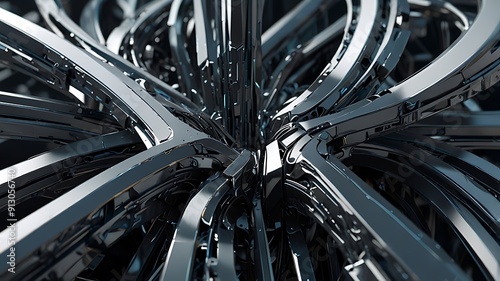 Techno-Sculpture: Abstract Futuristic Form in High-Definition 3D Render. Generative AI