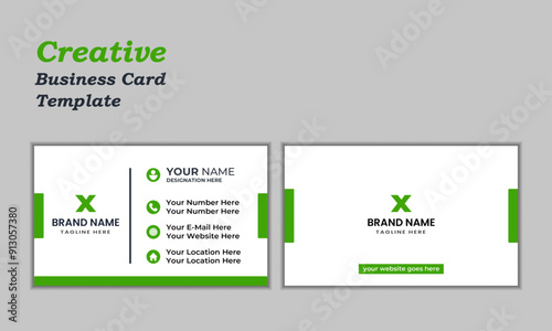 Creative abstract green business card design template
