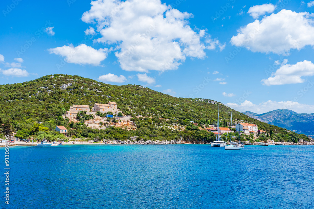 Crystal clear waters of Adriatic Sea around Elaphiti Island Sipan near Dubrovnik. Summer in Croatia Crystal clear waters of Adriatic Sea around Elaphiti Island Sipan near Dubrovnik. Summer in Croatia