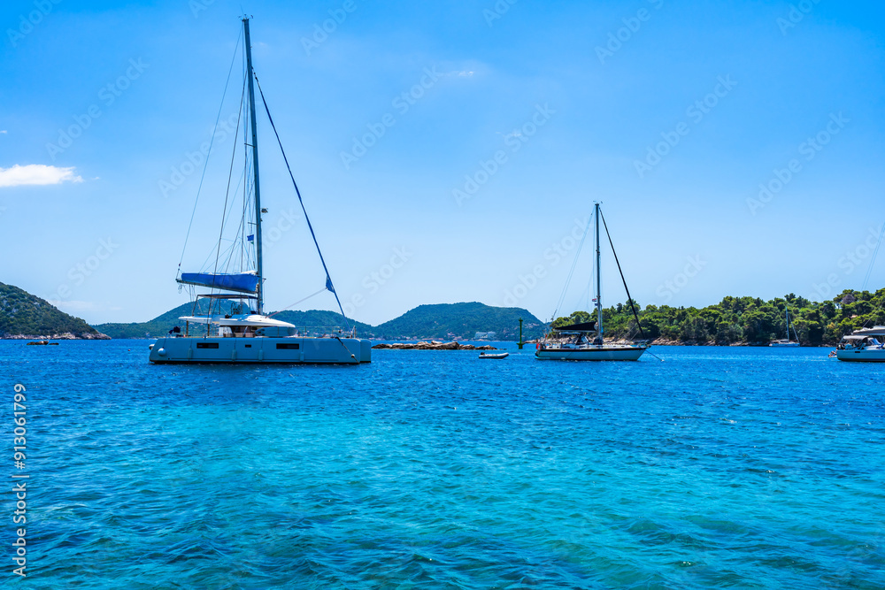 Crystal clear waters of Adriatic Sea around Elaphiti Island Sipan near Dubrovnik. Summer in Croatia Crystal clear waters of Adriatic Sea around Elaphiti Island Sipan near Dubrovnik. Summer in Croatia
