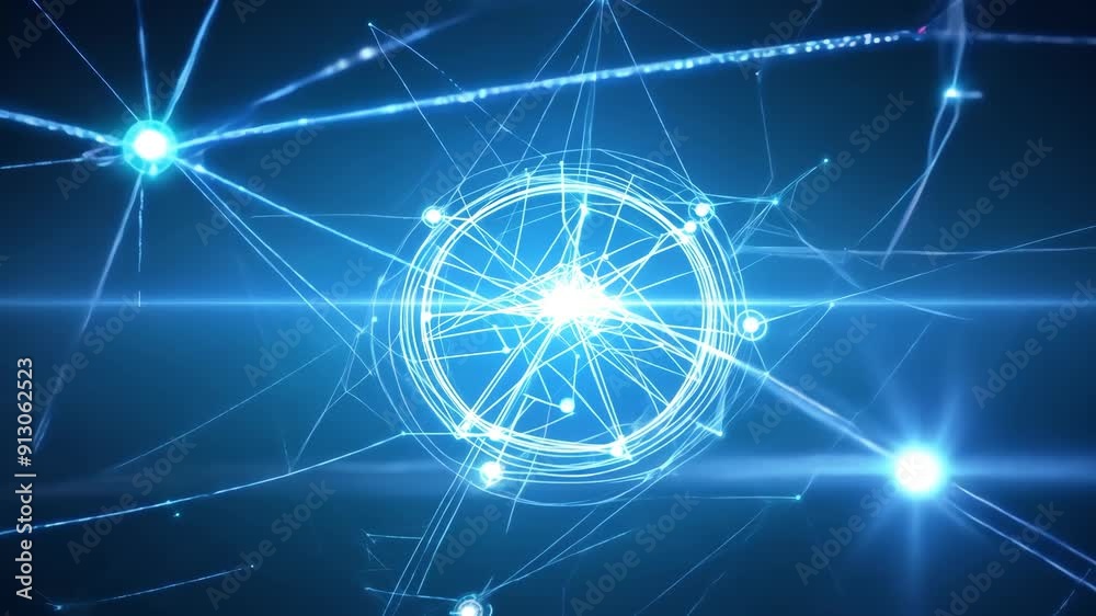 An abstract digital network with glowing blue nodes. An abstract digital network with glowing blue nodes.