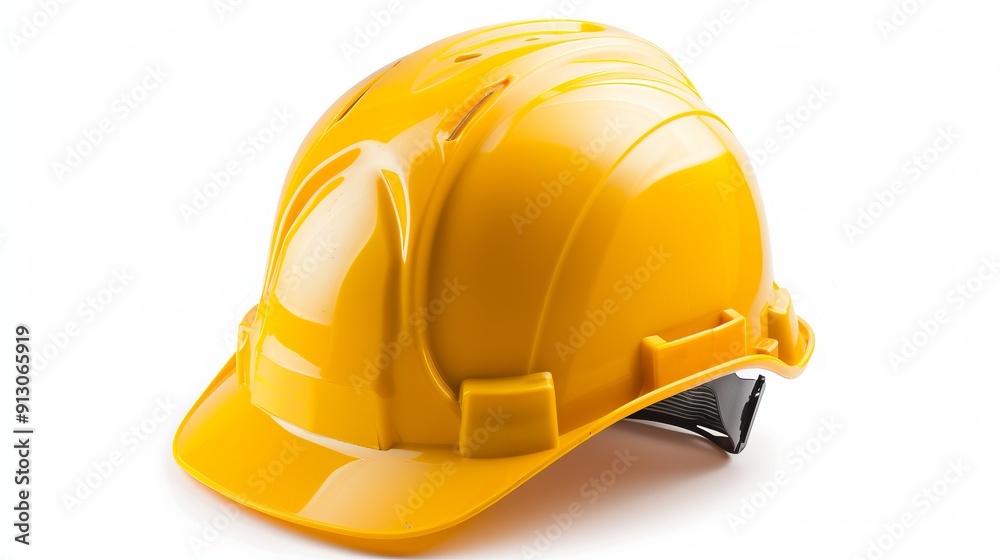 Shiny yellow hard hat for construction safety isolated Shiny yellow hard hat for construction safety isolated