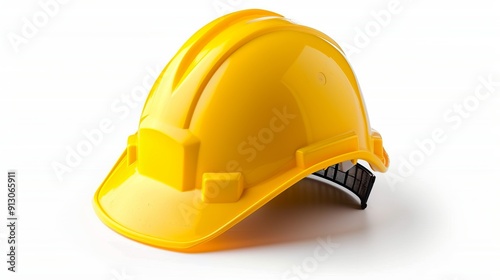 Yellow safety hard hat isolated on white background