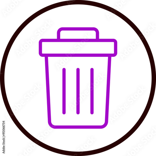 Garbage Vector Line Purple Circle Black