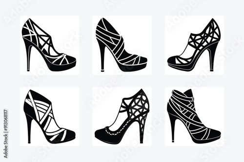  Set of high heel vector silhouette 