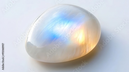 Gorgeous Close-Up of Polished Moonstone on White Background - Stunning Gemstone Photography