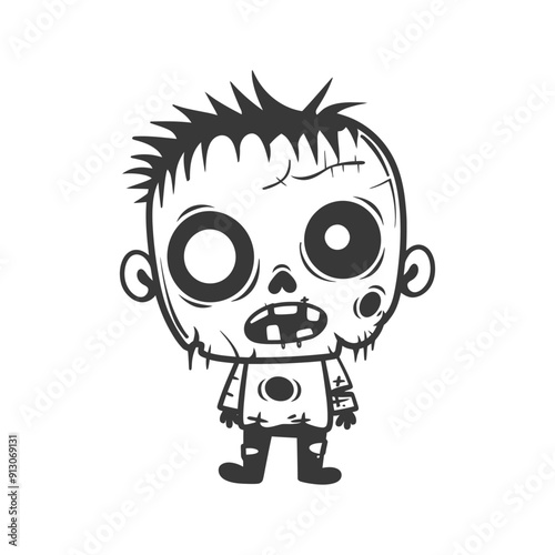Cartoon Illustration of a Zombie with Spiky Hair