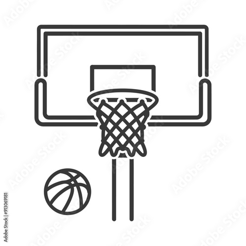 Basketball hoop with a ball and net