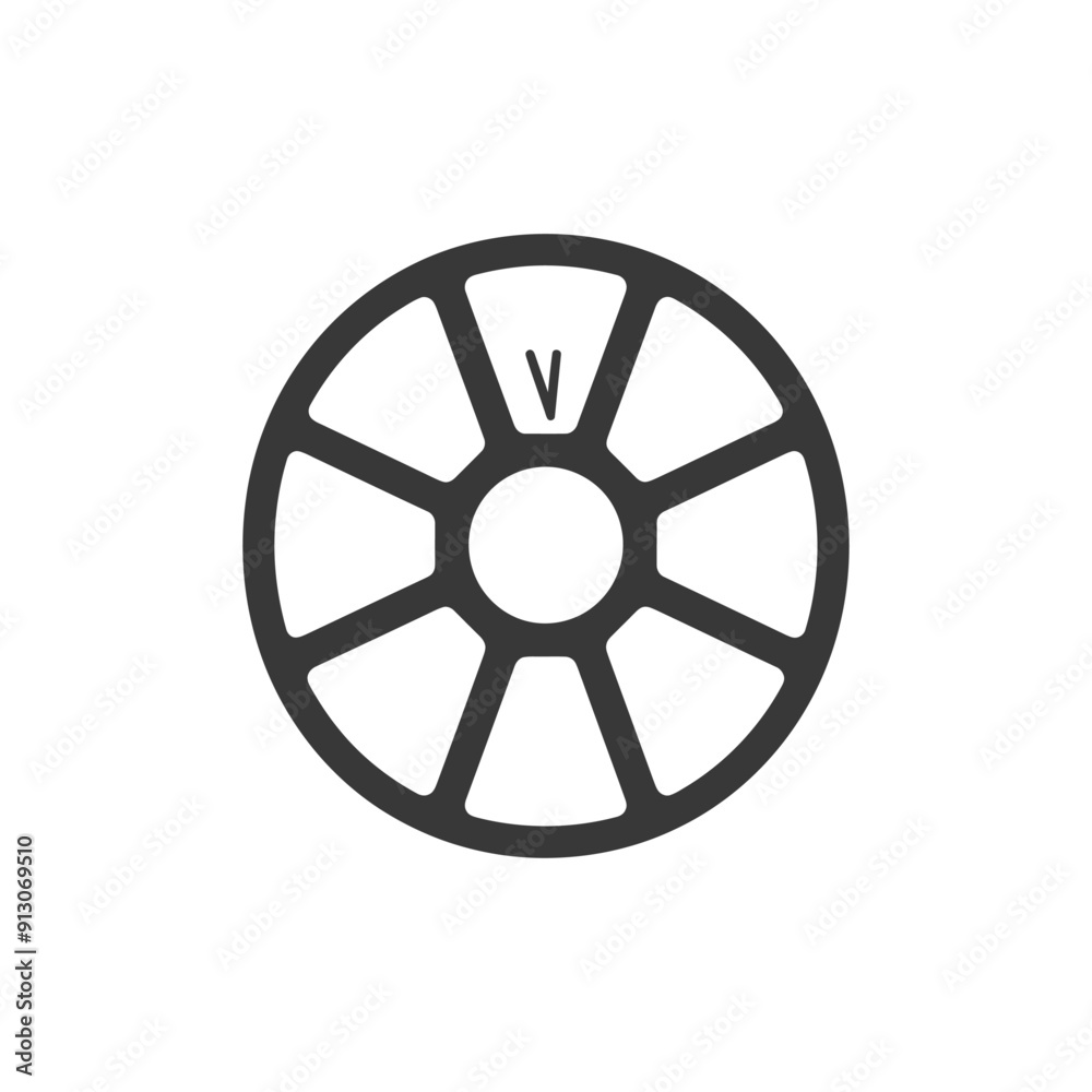 Obraz premium Black and White Circular Shape with 8 Spokes