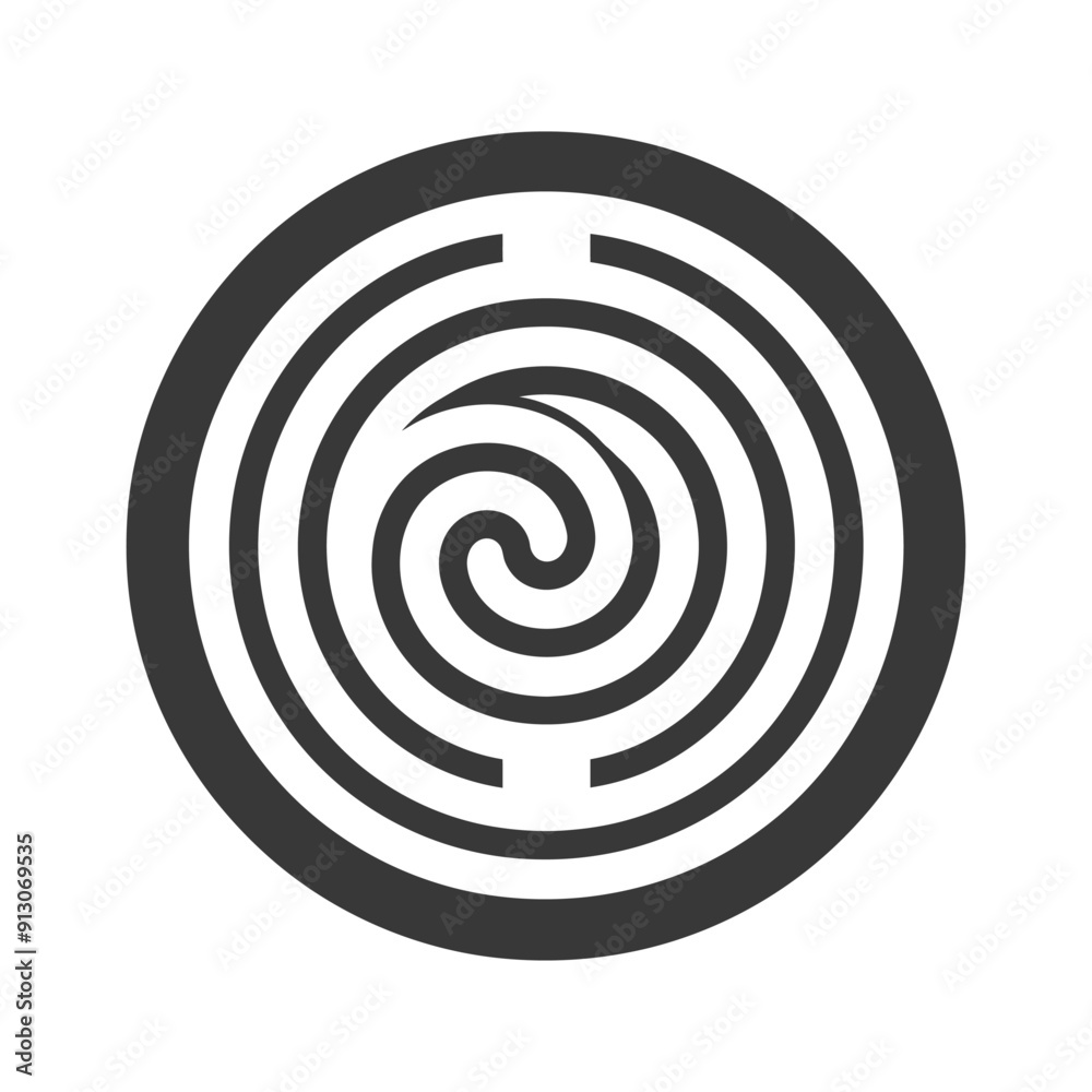 Black and white concentric circles with spiral in the center Black and white concentric circles with spiral in the center