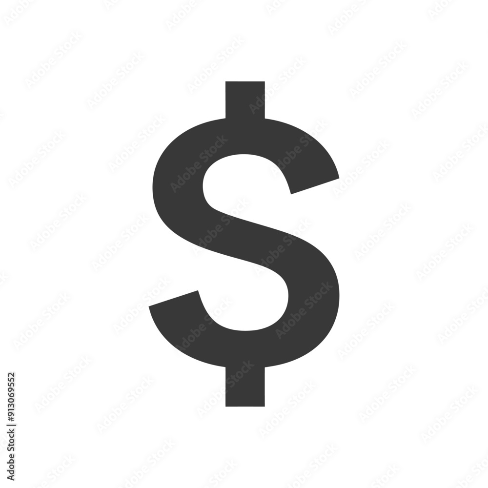 Black and White Dollar Sign Icon Black and White Dollar Sign Icon