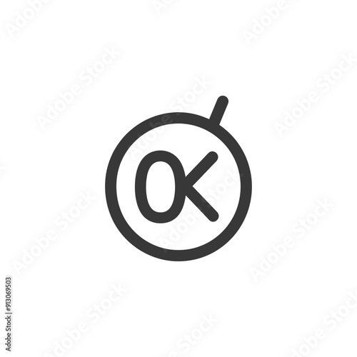 Black and White Circular OK Symbol Icon