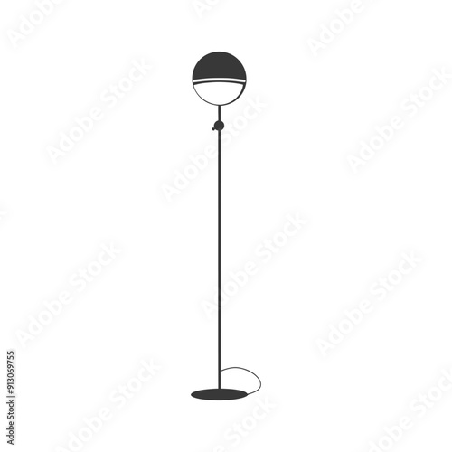 Black and White Floor Lamp with a Spherical Shade