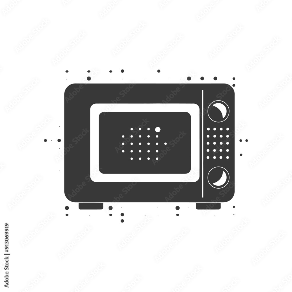 Black and White Icon of a Microwave Oven Black and White Icon of a Microwave Oven