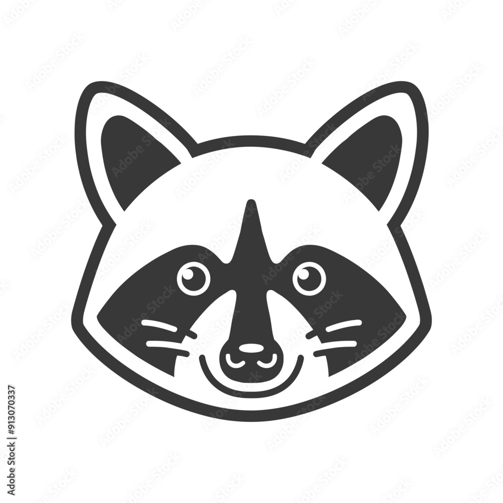Fototapeta premium Cartoon illustration of a raccoons face