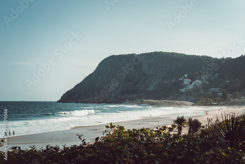 Sunset in Itacoatiara beach in Niteroi, Rio de Janeiro, Brazil