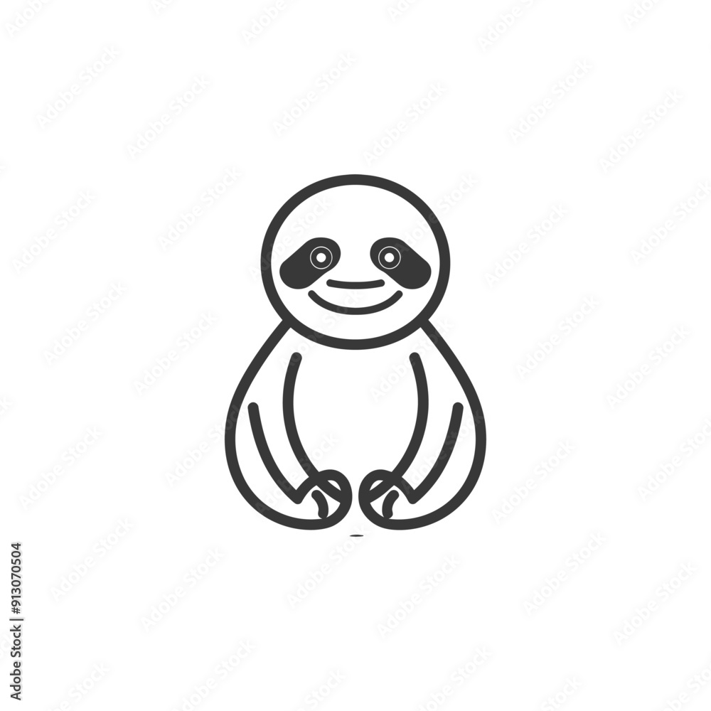 Fototapeta premium Cartoon Illustration of a Smiling Sloth