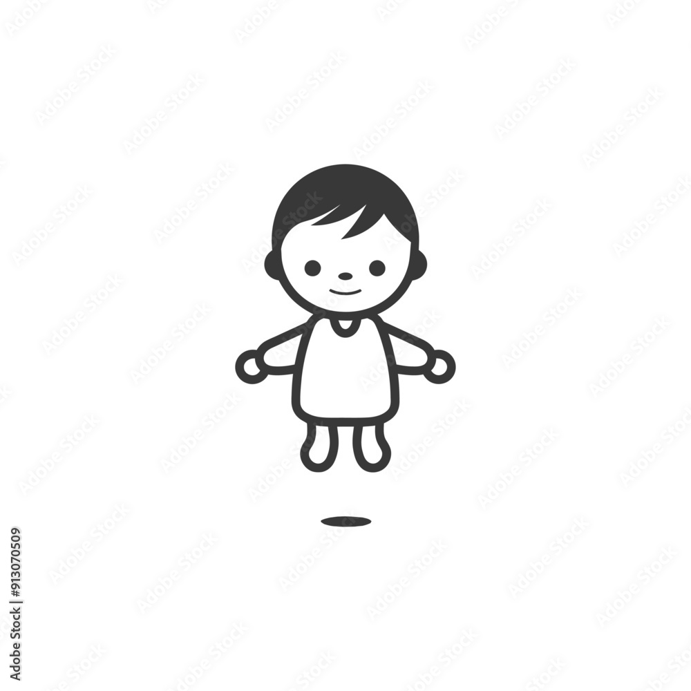 Cartoon Illustration of a Smiling Child with Short Hair Cartoon Illustration of a Smiling Child with Short Hair