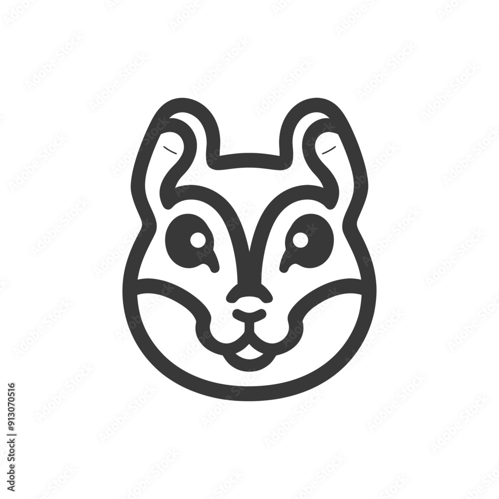 Cartoon Illustration of a Squirrels Face with Large Eyes Cartoon Illustration of a Squirrels Face with Large Eyes
