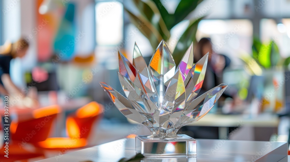 Crystal flower office decor. Modern and stylish crystal flower centerpiece for a modern office or home. Crystal flower office decor. Modern and stylish crystal flower centerpiece for a modern office or home.