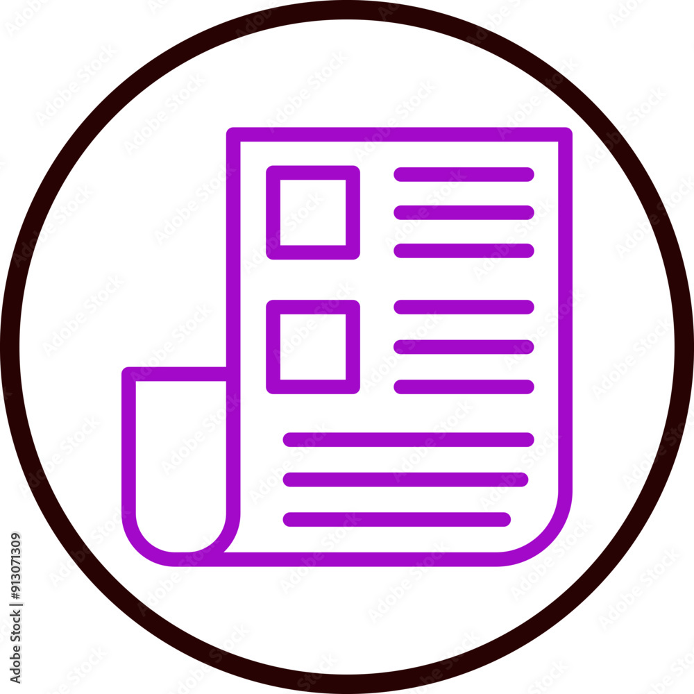 Newspaper Vector Line Purple Circle Black Newspaper Vector Line Purple Circle Black