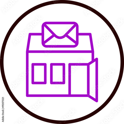 Open Post Office Vector Line Purple Circle Black