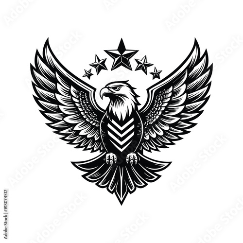 American Bald Eagle Head Logo, Icon, Sign, Symbol, American flag for 4th of July Independence Day
