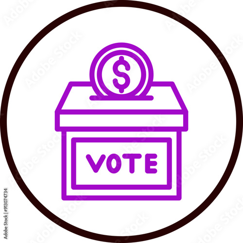 Campaign Donation Box Vector Line Purple Circle Black