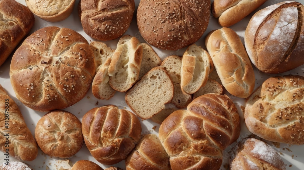 Fototapeta premium Assorted Breads Displayed on Table