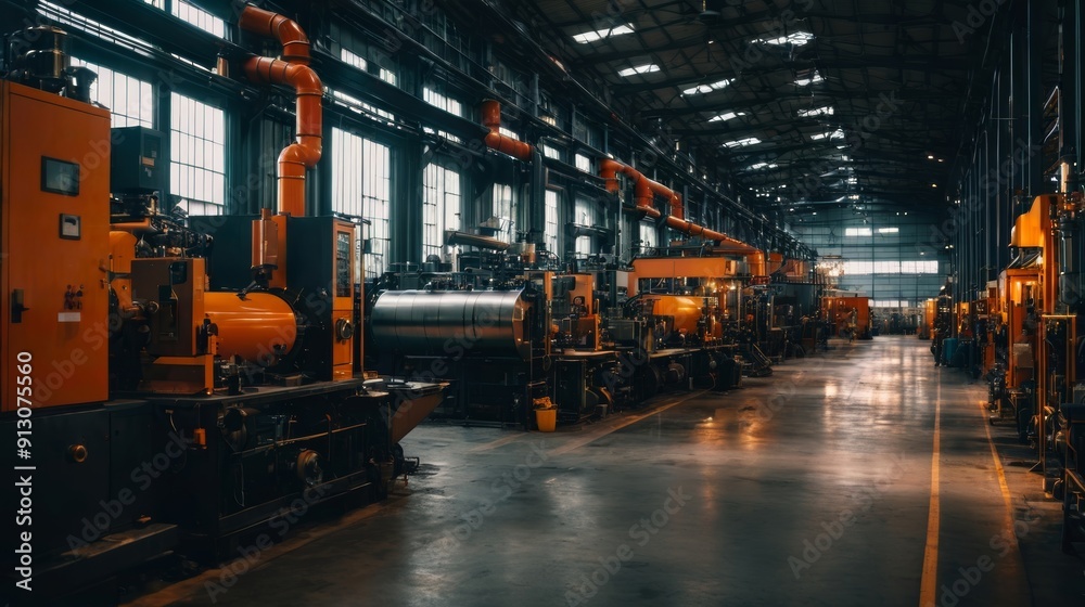 Busy Warehouse Filled With Machines