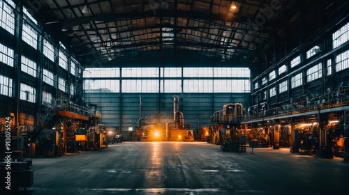 Industrial Warehouse Filled With Machinery