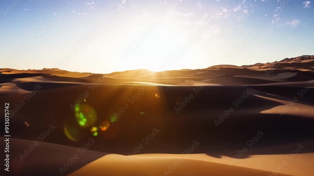 Footage of the stars slowly disappearing as the sun rises over the desert bringing a new kind of beauty to the once starlit landscape. Light leaks bokeh