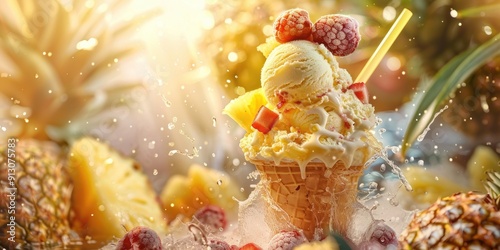 Pineapple Ice Cream and Sundae with a Soft Twist photo