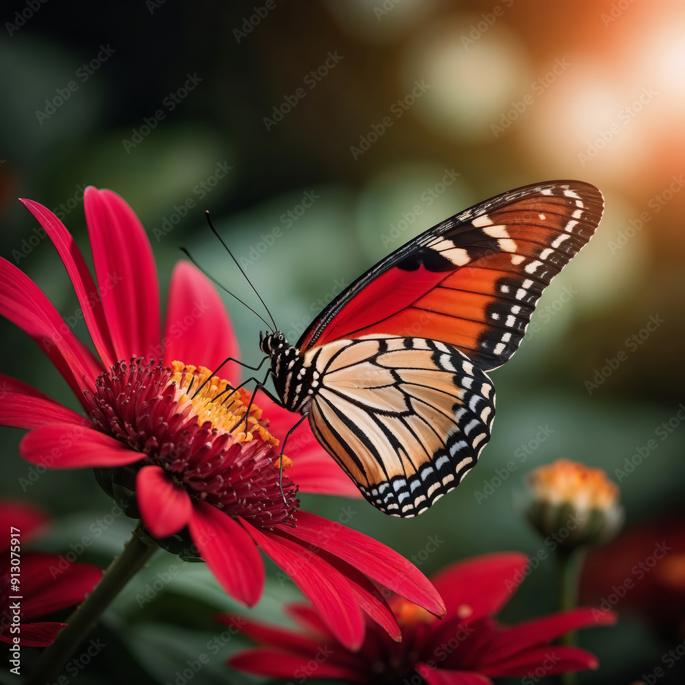 Obraz premium Beautiful butterfly on flowers