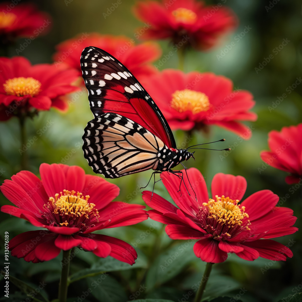 Obraz premium Beautiful butterfly on flowers