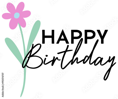 Happy Birthday | Cute Floral Vector | Bday Celebration