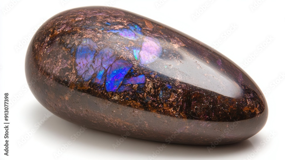 Opal Stone Close-Up on White Background, Shiny and Colorful Gemstone - tanoshii1167 Opal Stone Close-Up on White Background, Shiny and Colorful Gemstone - tanoshii1167