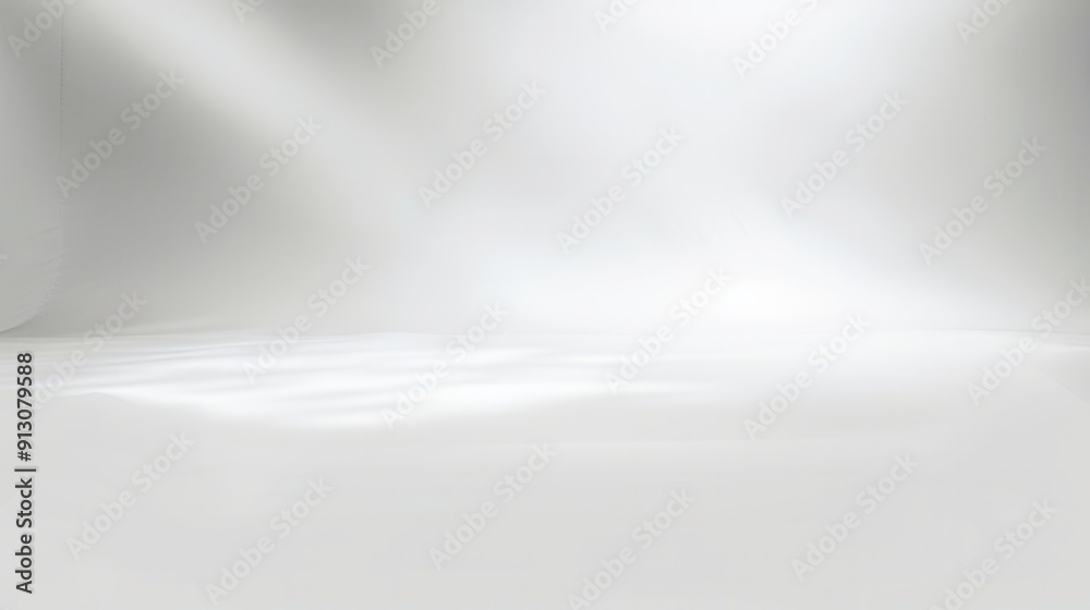 Obraz premium A serene white background with soft light. Ideal for showcasing products or creating a minimalist atmosphere in photography.