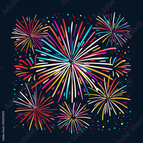 festive colorful fireworks backdrop at night, a design element for a holiday, Christmas, or New Year