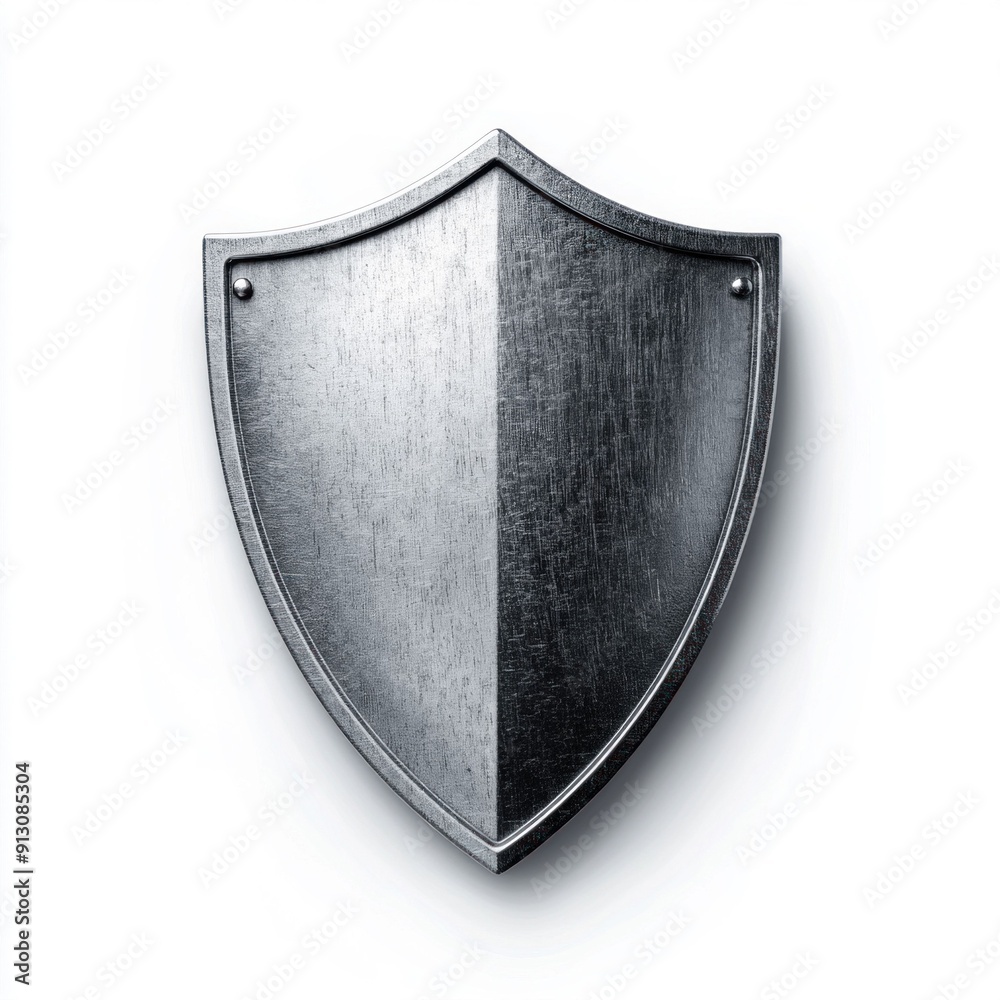 Metal Shield Isolated on White Background. Generative ai. Metal Shield Isolated on White Background. Generative ai.