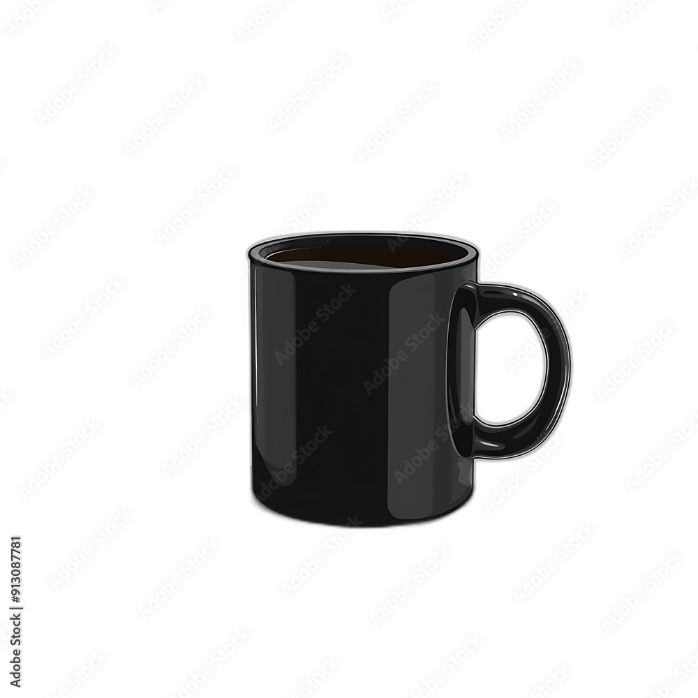 Modern Black Mug Symbol Logo 2D Illustration on White Background Version 6
