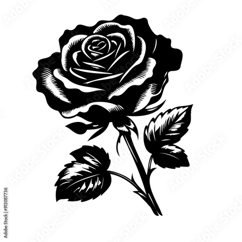  Ink drawing in the form of a rose flower. Vector.
