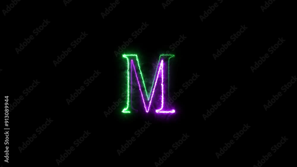Abstract neon light energy outline letter icon. Neon font alphabet symbol with seamless looping animation on black background. Abstract neon light energy outline letter icon. Neon font alphabet symbol with seamless looping animation on black background.