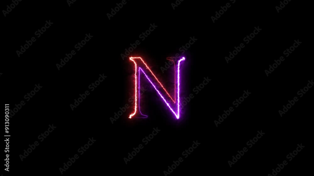 Abstract neon light energy outline letter icon. Neon font alphabet symbol with seamless looping animation on black background. Abstract neon light energy outline letter icon. Neon font alphabet symbol with seamless looping animation on black background.