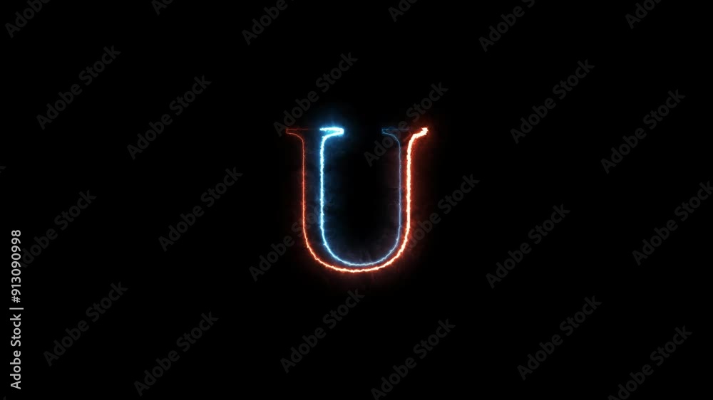 Abstract neon light energy outline letter icon. Neon font alphabet symbol with seamless looping animation on black background. Abstract neon light energy outline letter icon. Neon font alphabet symbol with seamless looping animation on black background.