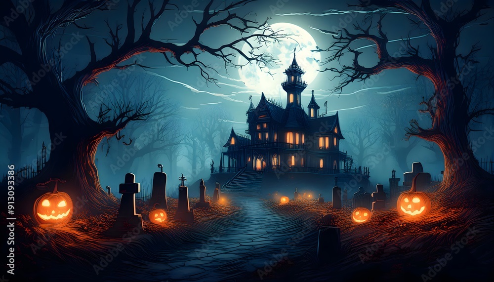 Haunted Mansion in a Graveyard Haunted Mansion in a Graveyard